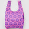 pink standard baggu with blue smiley print