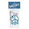 snoopy laying on a blue peace sign air freshener