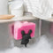 black cat sponge holder with pink sponge on a sink