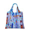 blue reusable bag with book type theme