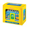 boxed colorful bakery shaped box with pink, blue and white tipped matches inside