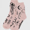 pink socks with black ballet icons print