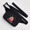 black fanny pack with embroidered mickey head and red 'MICKEY' font