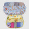 set of two large packing cubes: light yellow apricot ribbons and light blue get ready with me with items inside