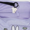 interior black key leash of lavender medium crescent bag with embroidered miffy and white daisy print and matching strap and zipper trim