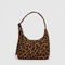brown leopard mini nylon shoulder bag with adjustable strap