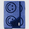 folded double sided towel with navy and light blue smiley print