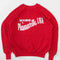 red sweatshirt with white 'WISH YOU WERE HERE IN...PLEASANTVILLE, USA' across the front