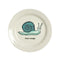 cream plate with teal snail that says 'future escargot'