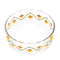 top view of glass storage bowl with white lid and orange vine flower design