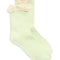 lime green waffle socks with cream lace trim