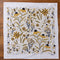 white tea towel with goldenrod floral and bee print
