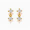 gold dangle earrings with crystal stud and drop