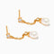 gold dangle earrings with crystal stud and pearl drop on its side