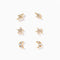 set of three crystal galaxy earrings: lighting bolts, stars, and moons