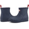 navy short rubber rain boots with hunter logo on the front