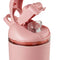 top lid of mauve pink 24 oz water bottle with two straw and chug options