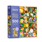 500 piece puzzle with colorful flowers and mushrooms