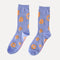 lavender crew socks with peach abstract floral print