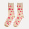 natural crew socks with hot pink diamond print