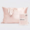 blush satin pillowcase and packaging