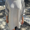 model wearing heather grey french terry swing dress