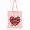 pink 'look for joy' heart tote bag