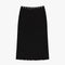 black crinkle midi skirt with shaped shell buttons on the top and matching tank