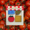 set of 4 mini sticky note tabs: sardines, olive, tomato and ravioli