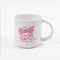 white ceramic mug with hot pink 'CATS AGAINST CATCALLS' with a tiger on it