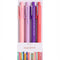 packaged set of 4 pink and purple gel pens with book themed saying on the side