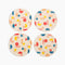 cream set of 4 coasters with colorful all over geometric shapes