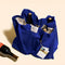 indigo blue cotton tote bag with 4 bottle in the 4 interior pockets