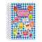 blue and white gingham sticker book with colorful fruit label stickers on the front