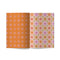 orange interior pages of pink whimsy floral scrapbooking paper booklet