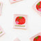 up close of set of 4 sewing labels with a tomato pincushion and says 'HANDMADE'