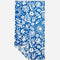 cream and dusty blue abstract palm tree and sun design turkish towel