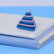 various shades of blue mini magnet fidget toy in a pyramid shape