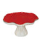 red and white mushroom pedestal trinket dish with gold spots and trim