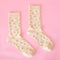 cream scalloped socks with glittery star print