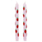 set of 2 lilac dinner candles with all over strawberry print