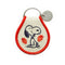 cream and red patch keychain with snoopy surrounded by strawberries