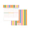 tan desk pad with colorful vertical stripe print