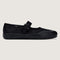 side view of black mesh mary jane flat