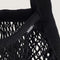 up close of black mesh market bag