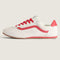 side view of white super low pro with red trim, laces, and iconic stripe