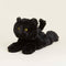 sideview of black cat with yellow eyes warmie plush