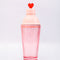up close of pink bar shaker with red heart on the lid