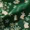 up close of green terry cloth towel with cute bunny and daisy print