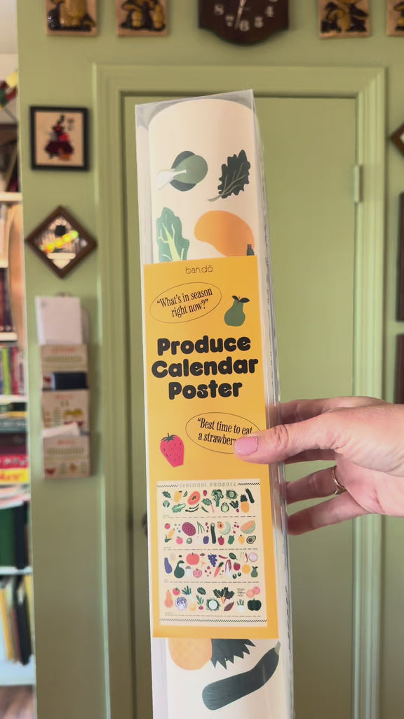 model hanging the produce calendar poster